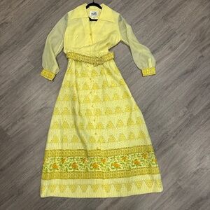 Alfred Shaheen Hawaii California collection Vintage 70s Maxi Dress with Belt